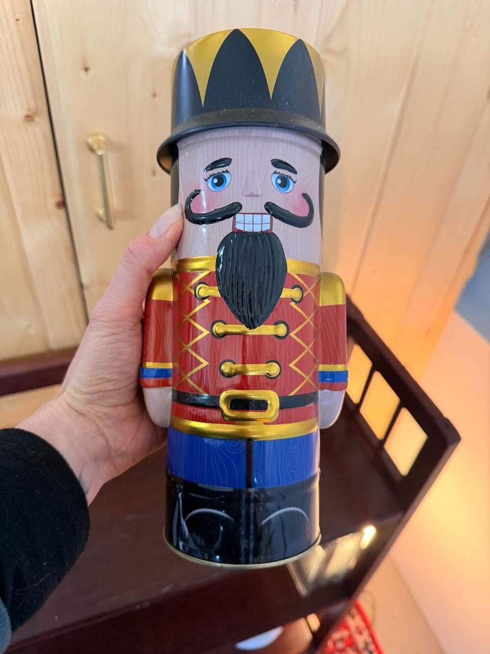 Vintage Christmas Soldier Nutcracker Tin Holiday Decor Storage Cookie Jar
